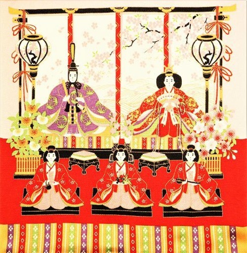 ひな風呂敷 R中巾 弥生雛 ピンク